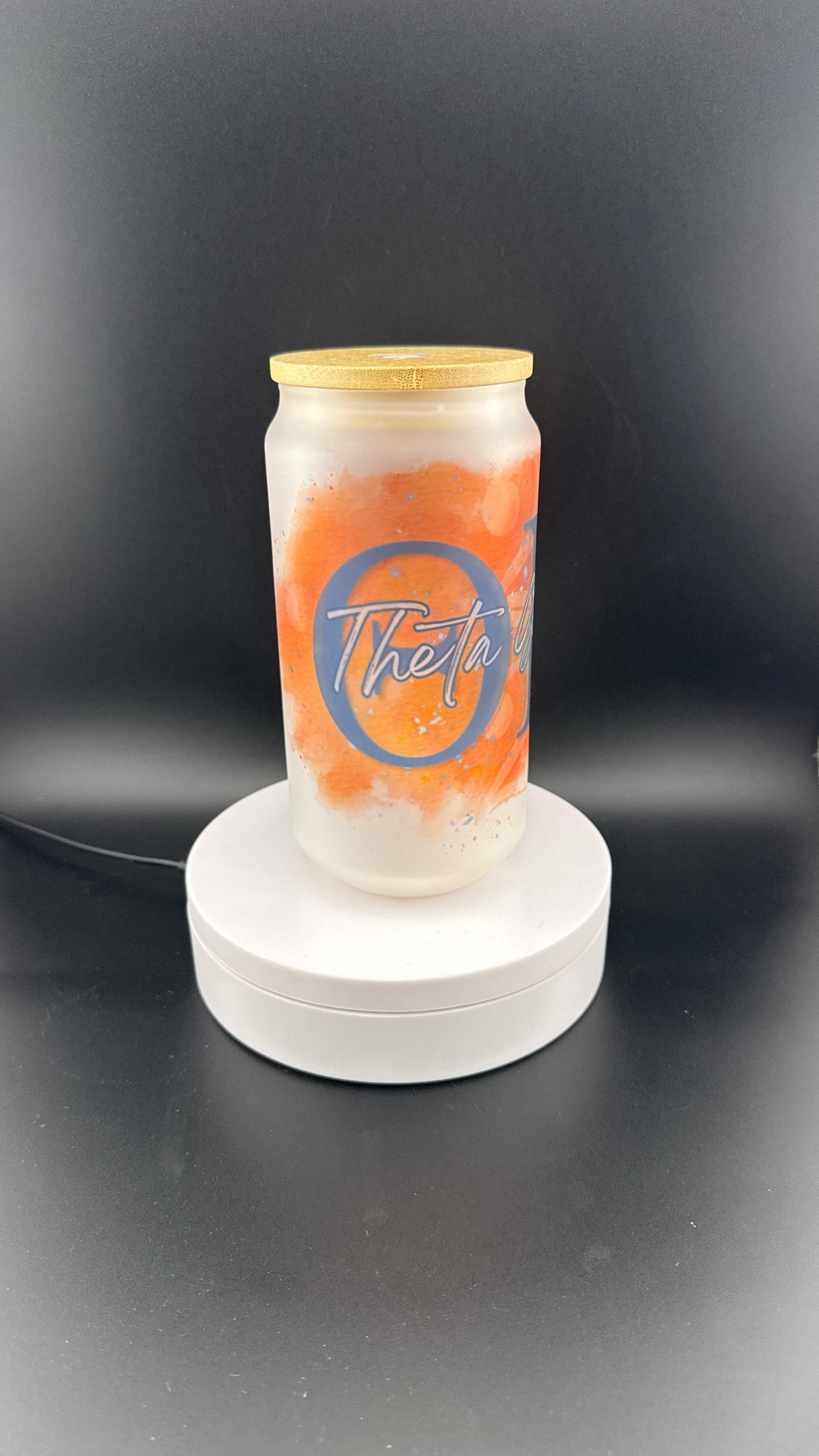 Theta Gamma Tau Glass can