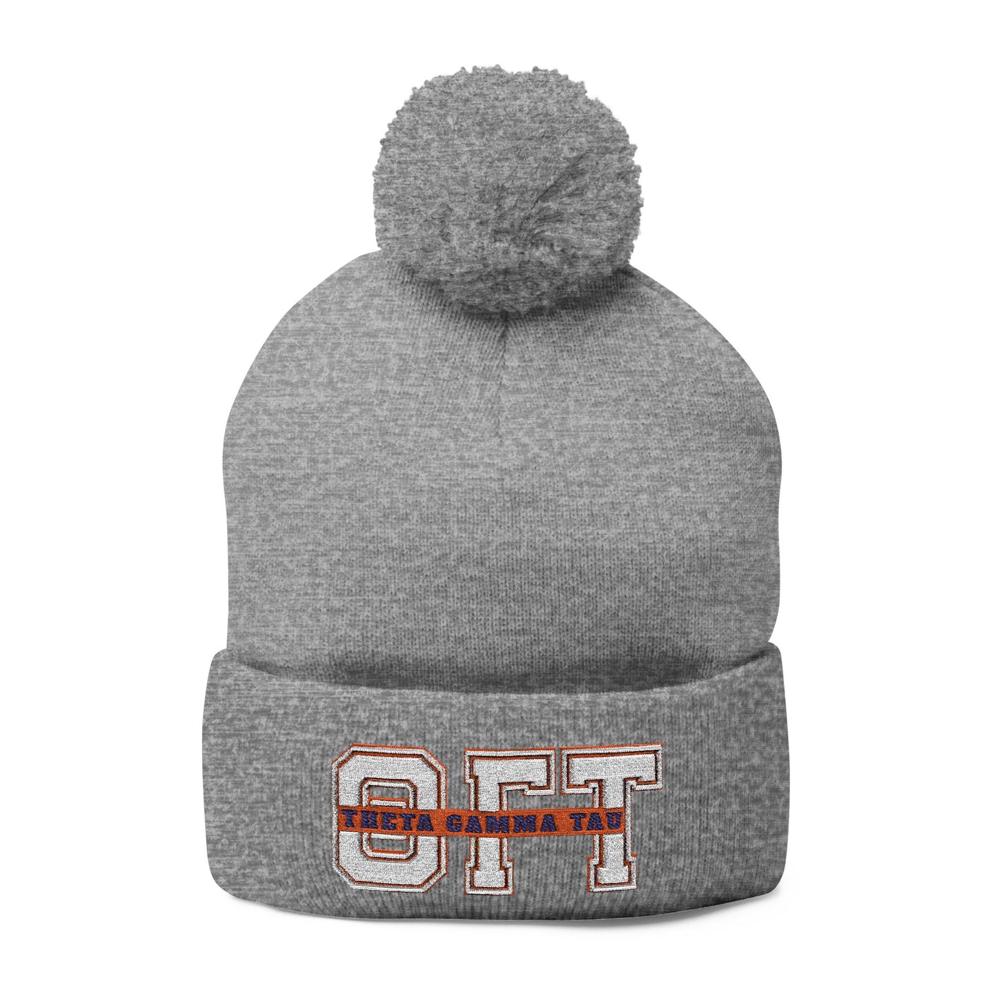 Theta Gamma Tau Pom Embroidered Beanie
