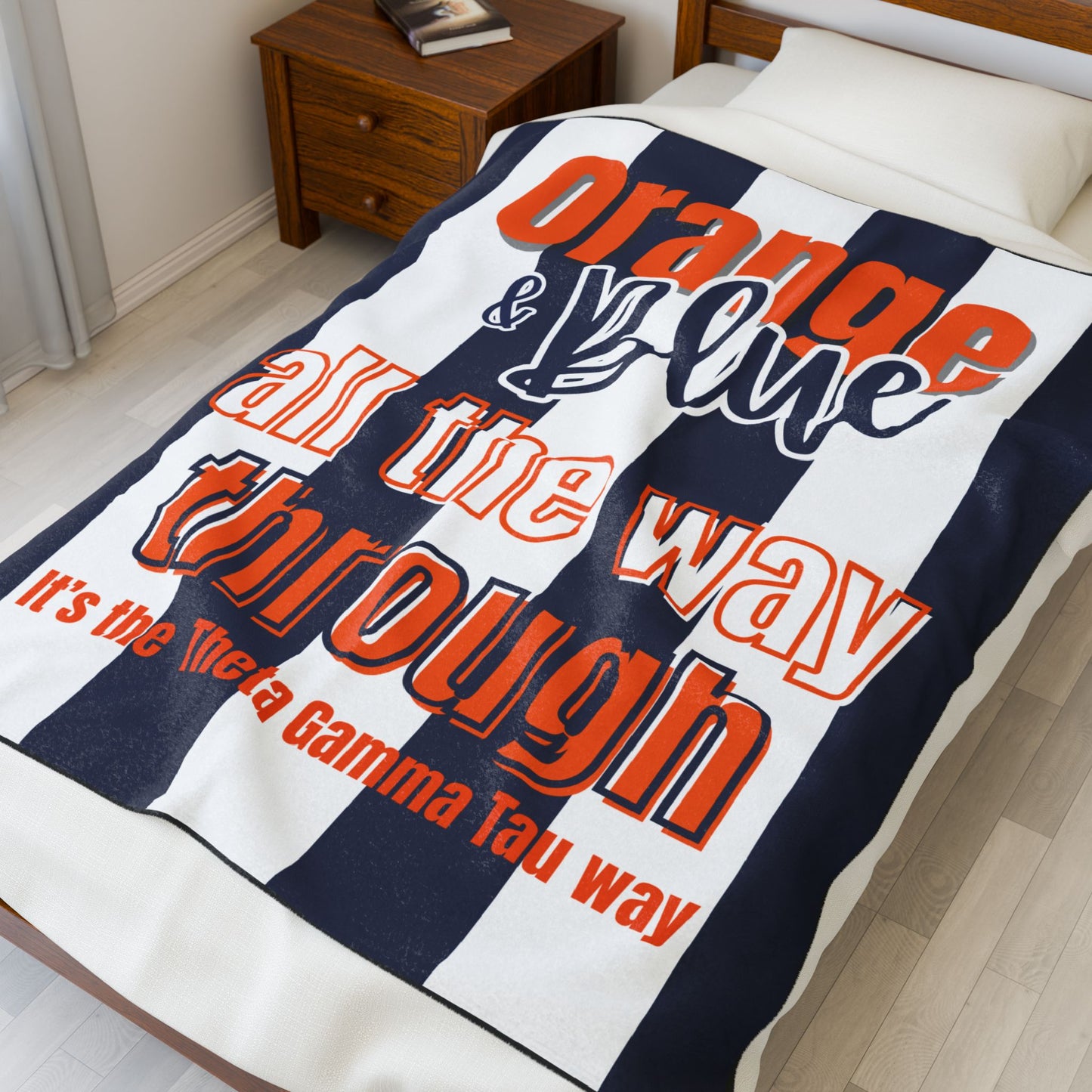 Theta Gamma Tau - Orange & Blue plush blanket
