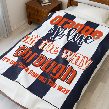 Theta Gamma Tau - Orange & Blue plush blanket