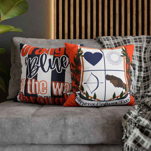 Theta Gamma Tau - Orange & Blue/ Vixen Crest Pillow