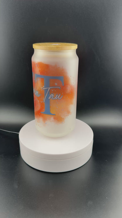 Theta Gamma Tau Glass can